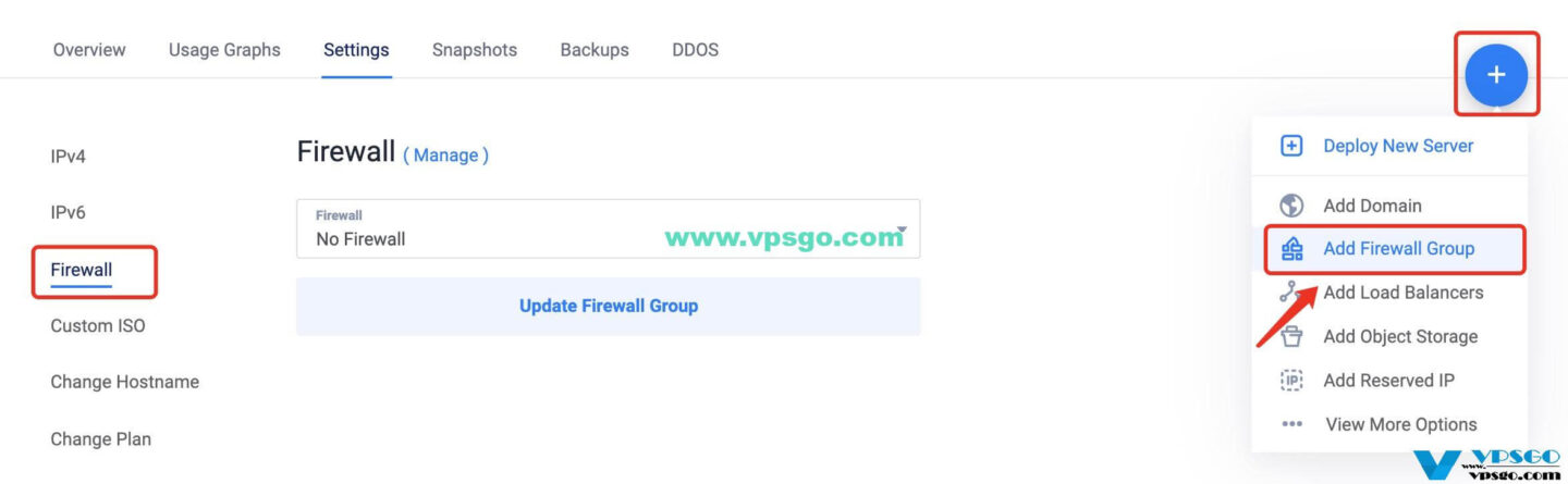 Vultr添加防火墙组